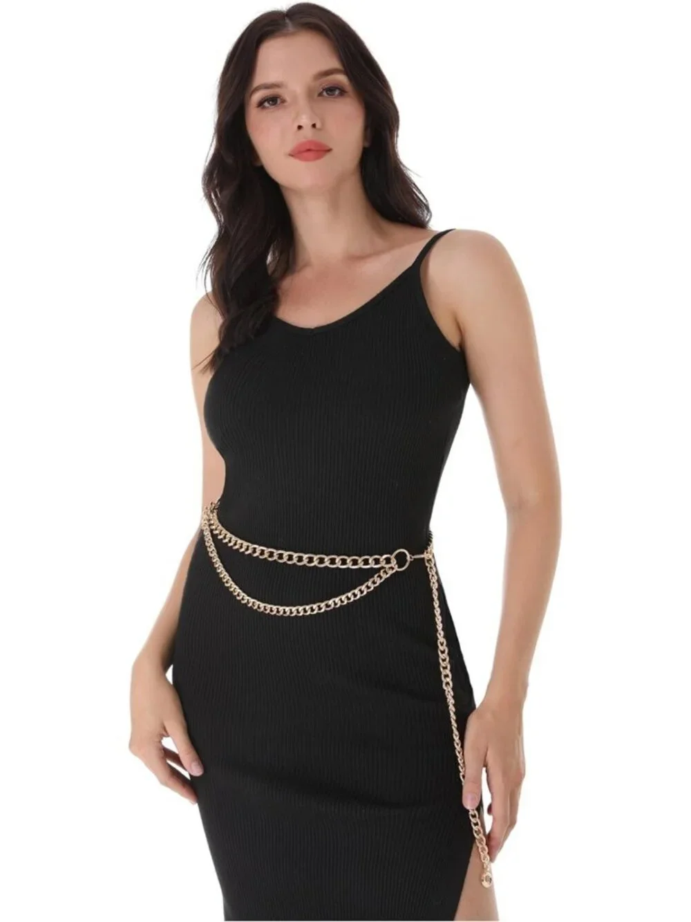 Stylish Gold Metal Link Waist Chain Belt for Women - Perfect for Dresses